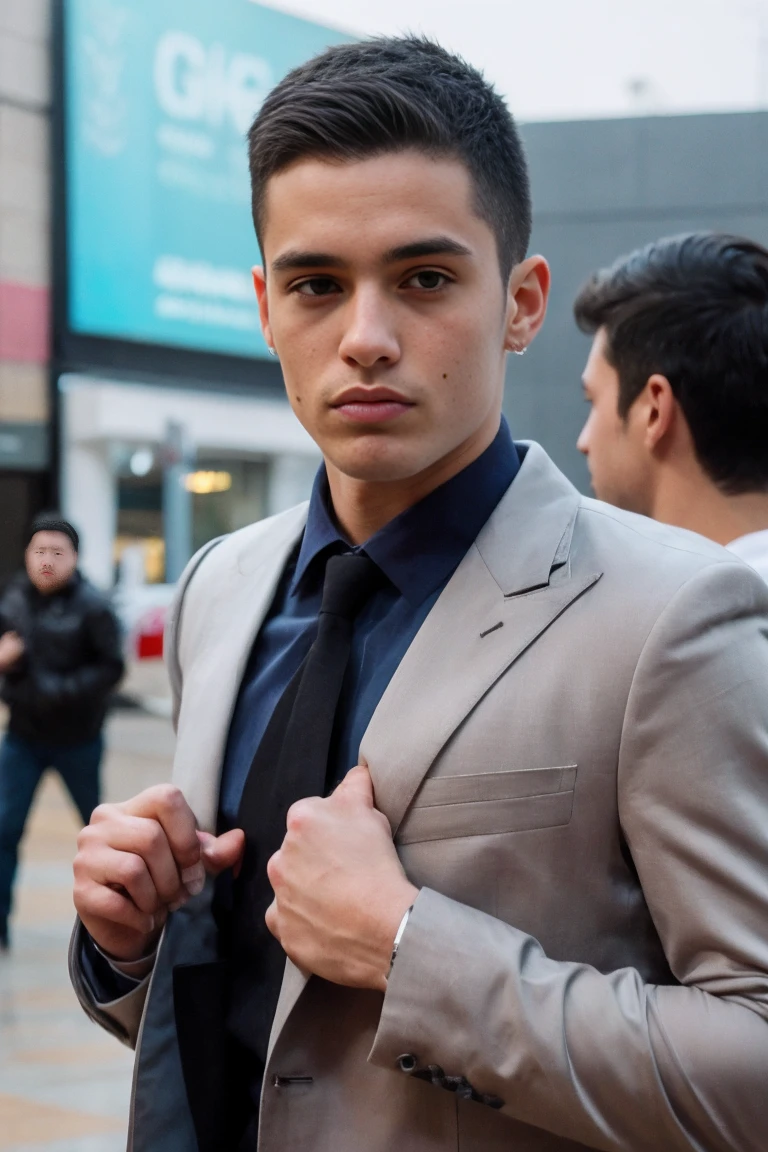 photo of handsome gangster teenage men ,mall