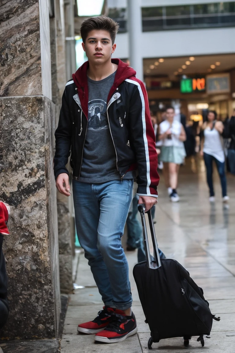 photo of handsome gangster teenage men ,mall