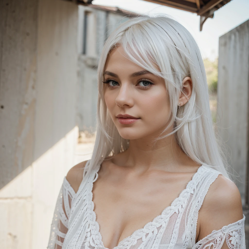 Beautiful girl with white hair