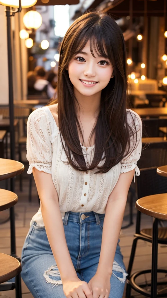 Cute girl working at a cafe terrace Japanese 19age
Professional Lighting Digital SLR Beautiful and elaborate face Perfect and beautiful face Big eyes Smile