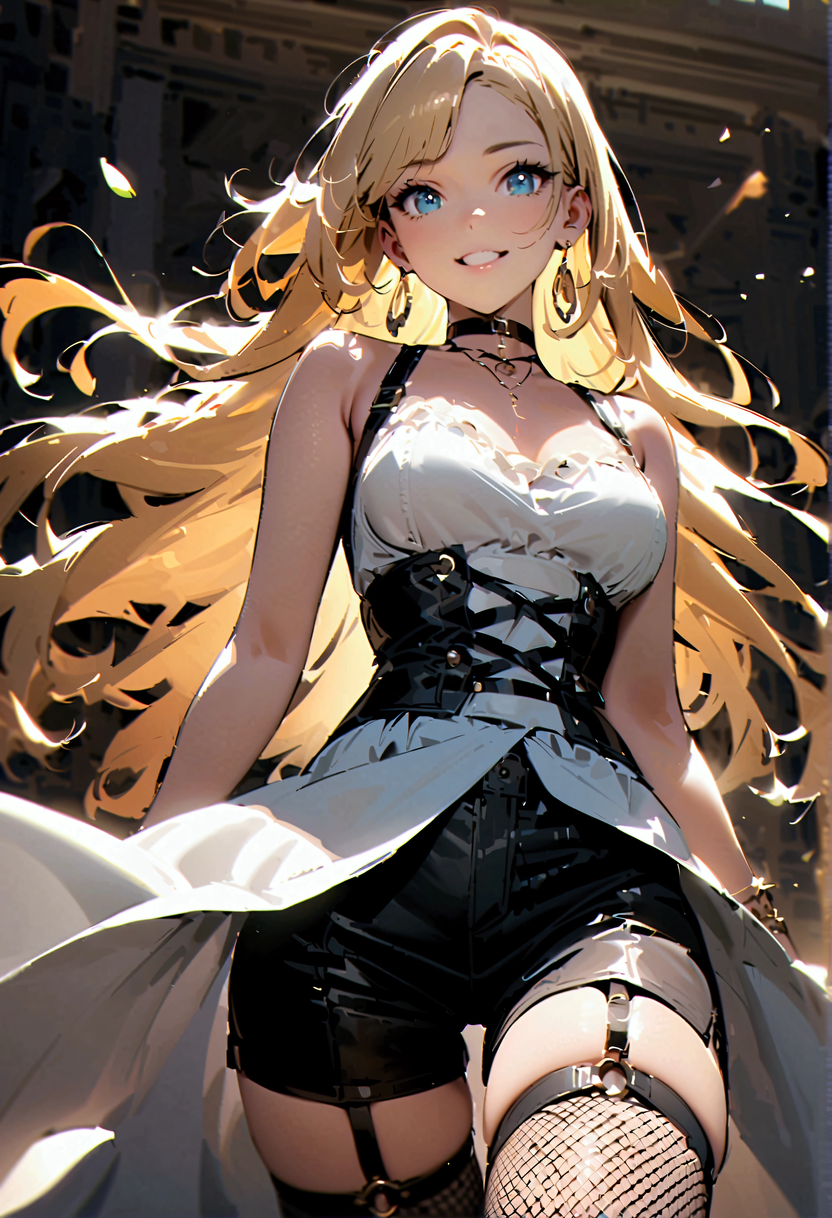 Score 9、Score 8 up、Score 7 up、Score 6 up、One girl、
Claudine、Long Hair、Blonde Hair、bracelet、Fishnet tights、solo、petal、Shorts、ribbon、ヘアribbon、solo、jewelry、Earrings、Fishnet tights、choker、Staring at the audience、clavicle、Shorts、ヘアribbon、smile、Thigh straps