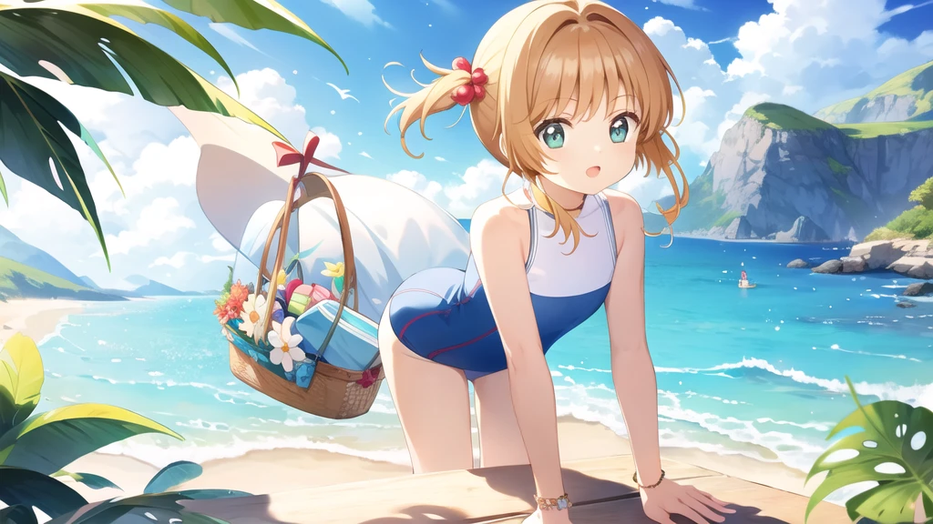 masterpiece, Highest quality, wallpaper, One girl, alone,Swimwear, summer、Seaside