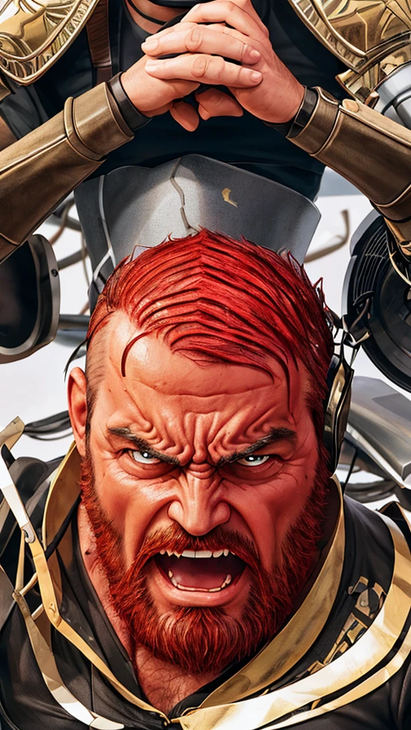 Create a AI image of a man who is very anger because he is hungry