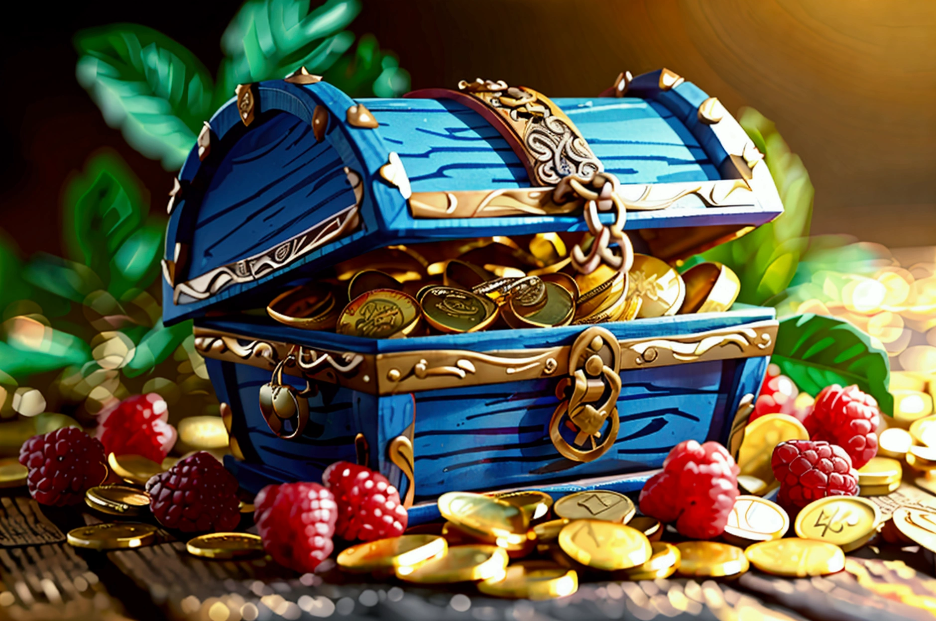 treasures, chests with gold coins and jewels, big, berry big, tribute