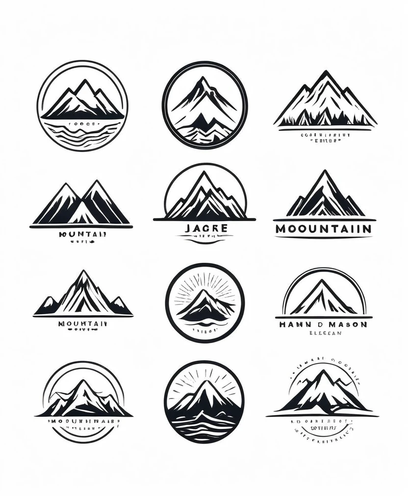 Simple and elegant mountain logo collection. Hand drawn modern style logos