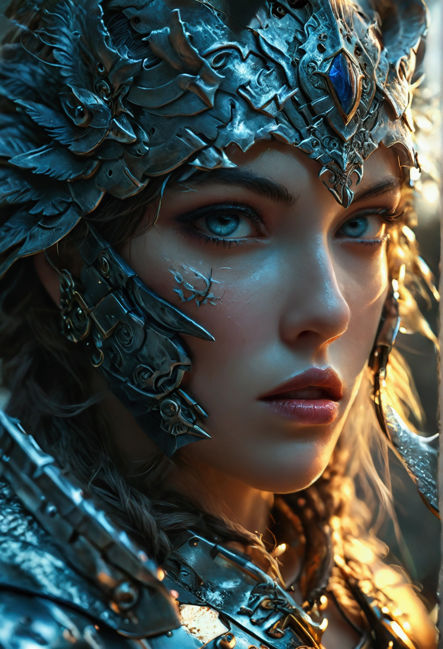 a legion of angelic warriors, beautiful detailed eyes, beautiful detailed lips, extremely detailed eyes and face, long eyelashes, armor, weapons, epic fantasy, cinematic lighting, dramatic lighting, volumetric lighting, glowing energy, dramatic atmosphere, cinematic composition, muted color palette, moody, dark, (best quality,4k,8k,highres,masterpiece:1.2),ultra-detailed,(realistic,photorealistic,photo-realistic:1.37)