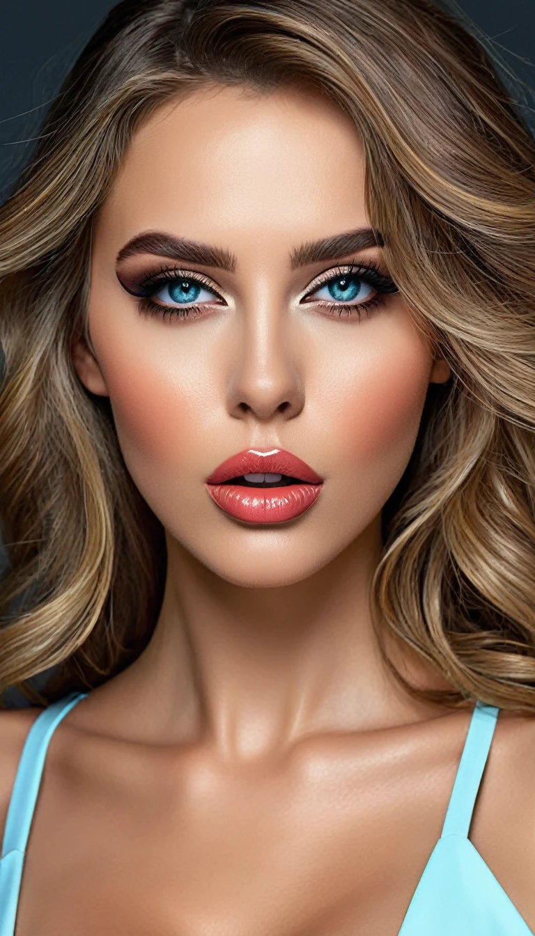 best quality,High resolution,illustration de mode,elegant models,Beautiful detailed eyes,Detailed lips and face,mode glamour,poses de piste,couleurs vives,Elegant dresses,accessoires magnifiques,éclairage de studio professionnel,peinture ultrafine,realistic textures,Parcours artistique,cleavage,