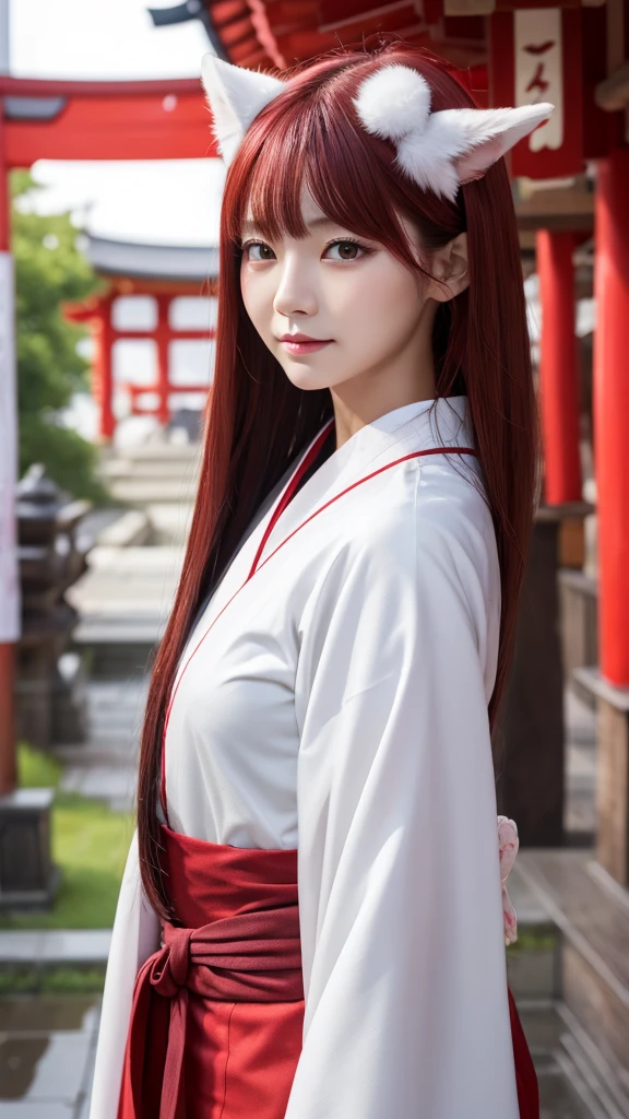 White Demon Fox、Nine-tailed Fox、Japanese women、kimono、Fair skin、Red lines on face、8K、I have long hair