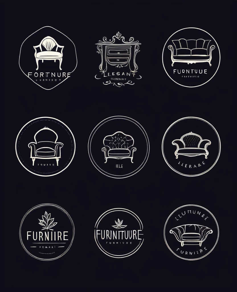 Simple and elegant furniture logo collection. Hand drawn modern style logos