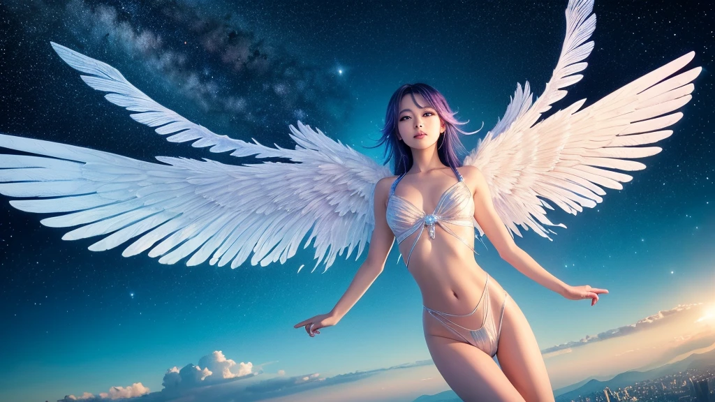 1920×1080、Like the picture、Real、Wrapped in the dazzling light of the sky、眩Shiiほどの光、god々Shii、美Shii、Fantasy、Spreading its large wings、cute、Beauty、Adult female、Make a picture of an angel