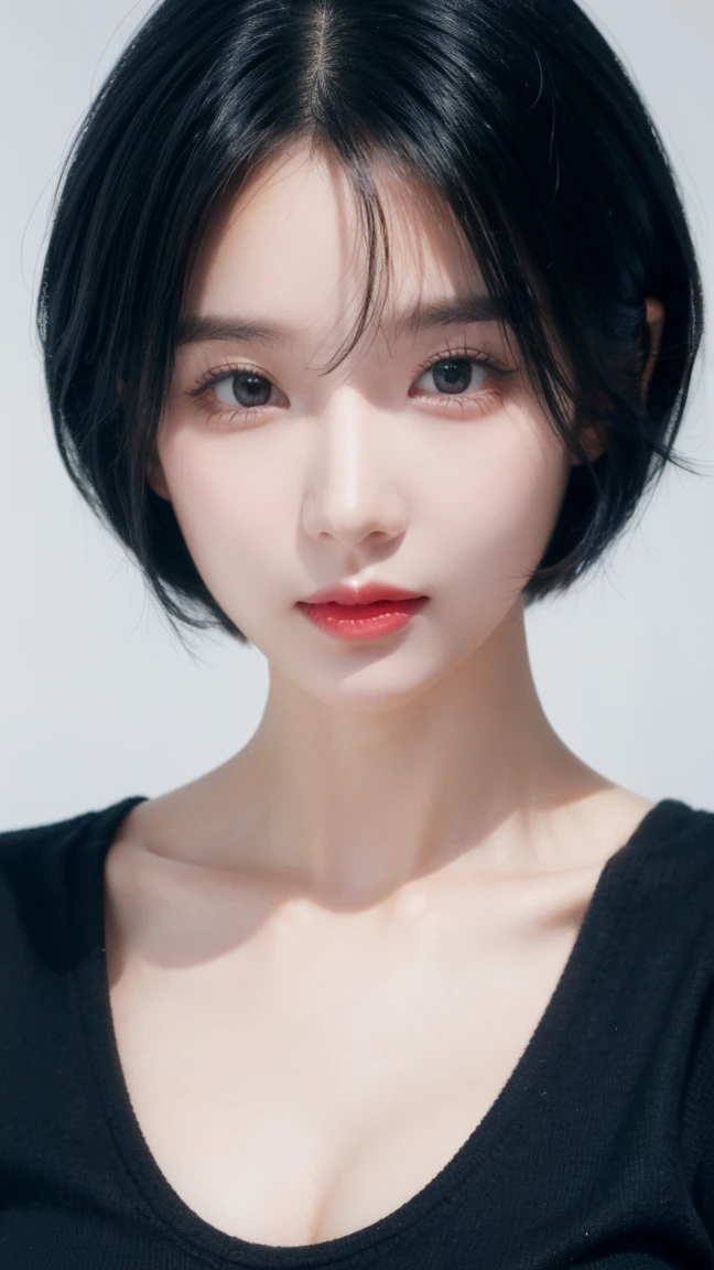 Best Quality, 1 girl, dark blue hair, black eyes, very short hair, spiky hair, don't wear any clothes, 171cm, messy hair, hair between the eyes, tomboy, adult, 20 years, A sweet girl by the mountain, that has a lot of buttocks and chichis.