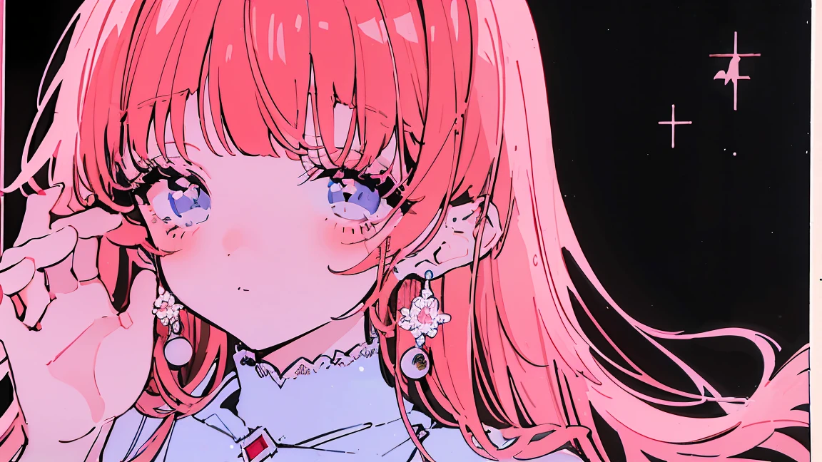 (Highest quality:0.8)、(Highest quality:0.8)、Super detailed、Analog illustration、Koto Tsumi \(style\)、masterpiece、Highest quality、Close-up portrait of a woman、1990、Comic Strip、Art illustration、Retro Pop、Long Red Hair、Long eyelashes、White Dress、Diamond Necklaces、Smiling by the lake on a full moon night