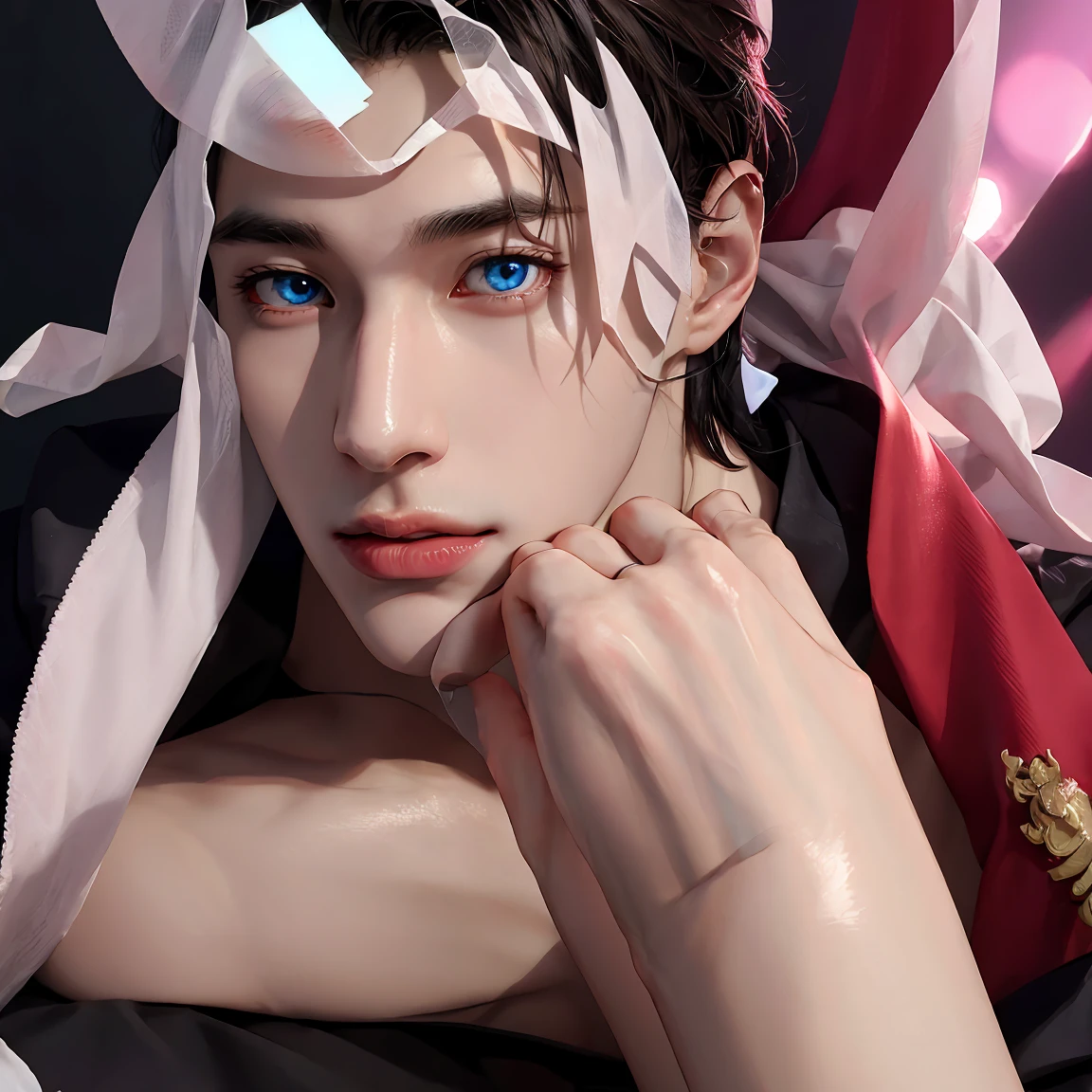 Two Boy , handsome, sixpack, charming, cute, white skin,Wearing clothes made of blood and sperm, blood and sperm magic, blood and cum coming out of the male genitals, using sperm instead of cloth, realistic ultra detailed, perfect face, perfect eyes, pretty face, blood elements, background ocean blood, erection ,best quality,Perfect male genitalia, large and long veined male genitalia, perfect dick , Erect male genitalia , cumshot, sperm flowing from male genitalia ,cum,sperm ,Huge male genitalia   ,oral sex, blood magic, naked,Sperm flowed from the mouth, the body was covered in thick, transparent white fluid and sperm, masturbasi,Do not use underwear,Male genitalia visible,Short Black hair with red lines,naked,