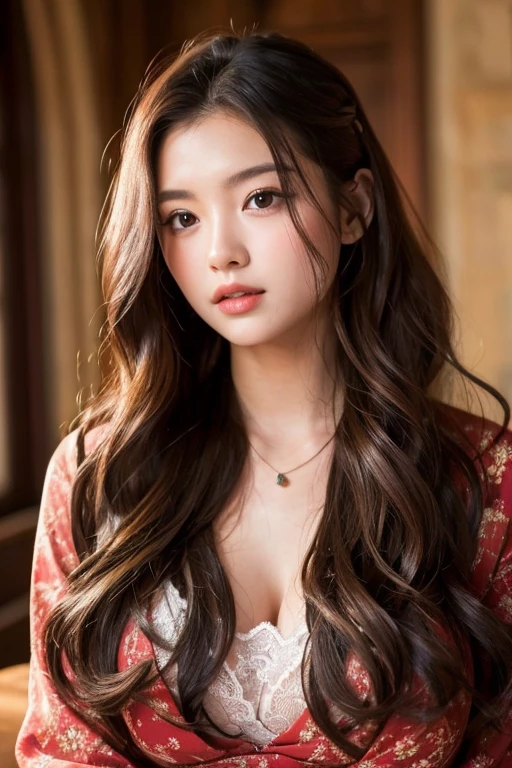 20 yrs old, young lady, long wavy hair, chest 1.3, castle.