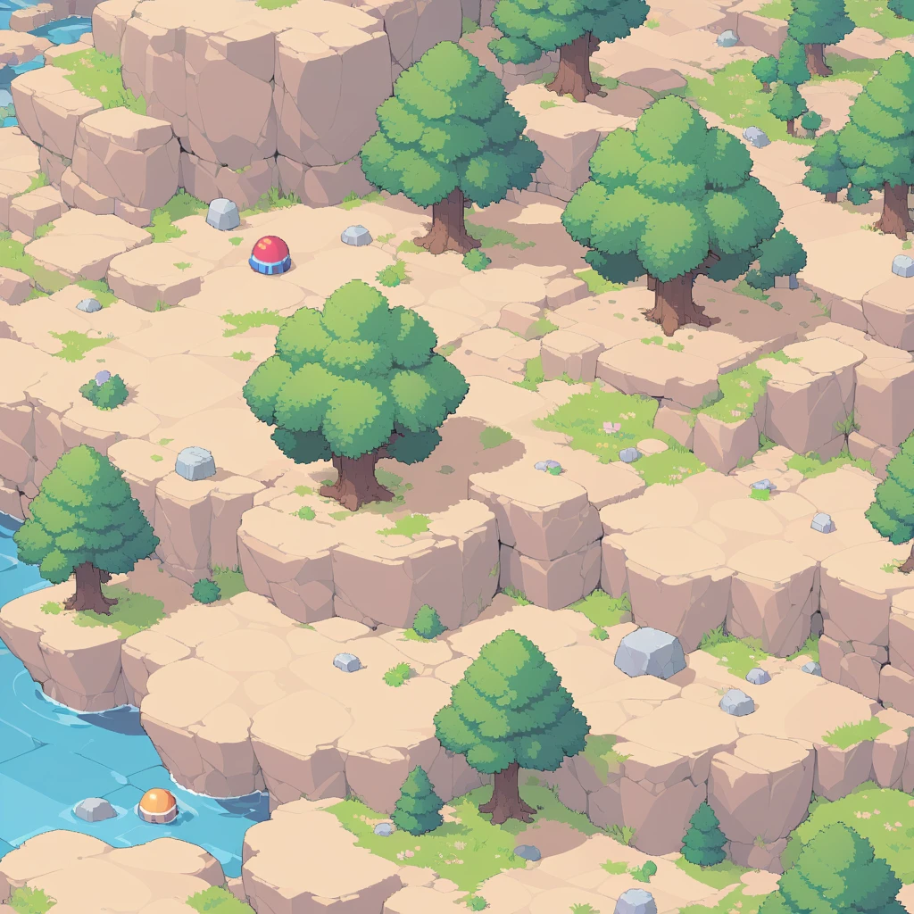 retro video game style,pixelated, vibrant pastel colors,8-bit characters,blocky shapes,sharp lines,detailed shading,classic gaming vibe,nostalgic atmosphere,classic arcade games,masterpiece:1.2,ultra-detailed,illustration style, 2d texture, stone texture, 4 k seamless mud texture, video game texture, dirt texture, tileset, game tiles, grass, 3/4th perspective trees, 3/4th perspective tileable rock texture, 3/4th perspective tileable cliff formations, tileable trees, topdown view, game texture, game art, tileable texture, very detailed cliff texture, intricate stones, top down view, 3/4th perspective