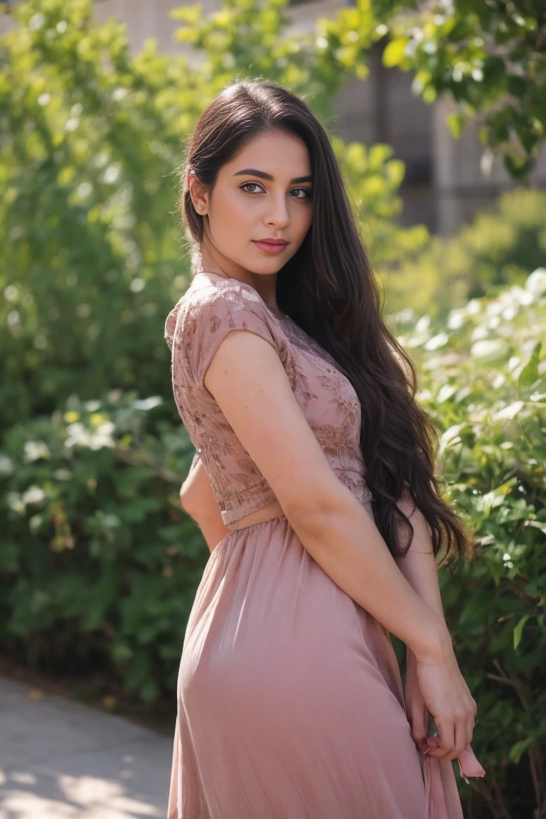 photo of Beautiful girl standing with beautiful vally in background