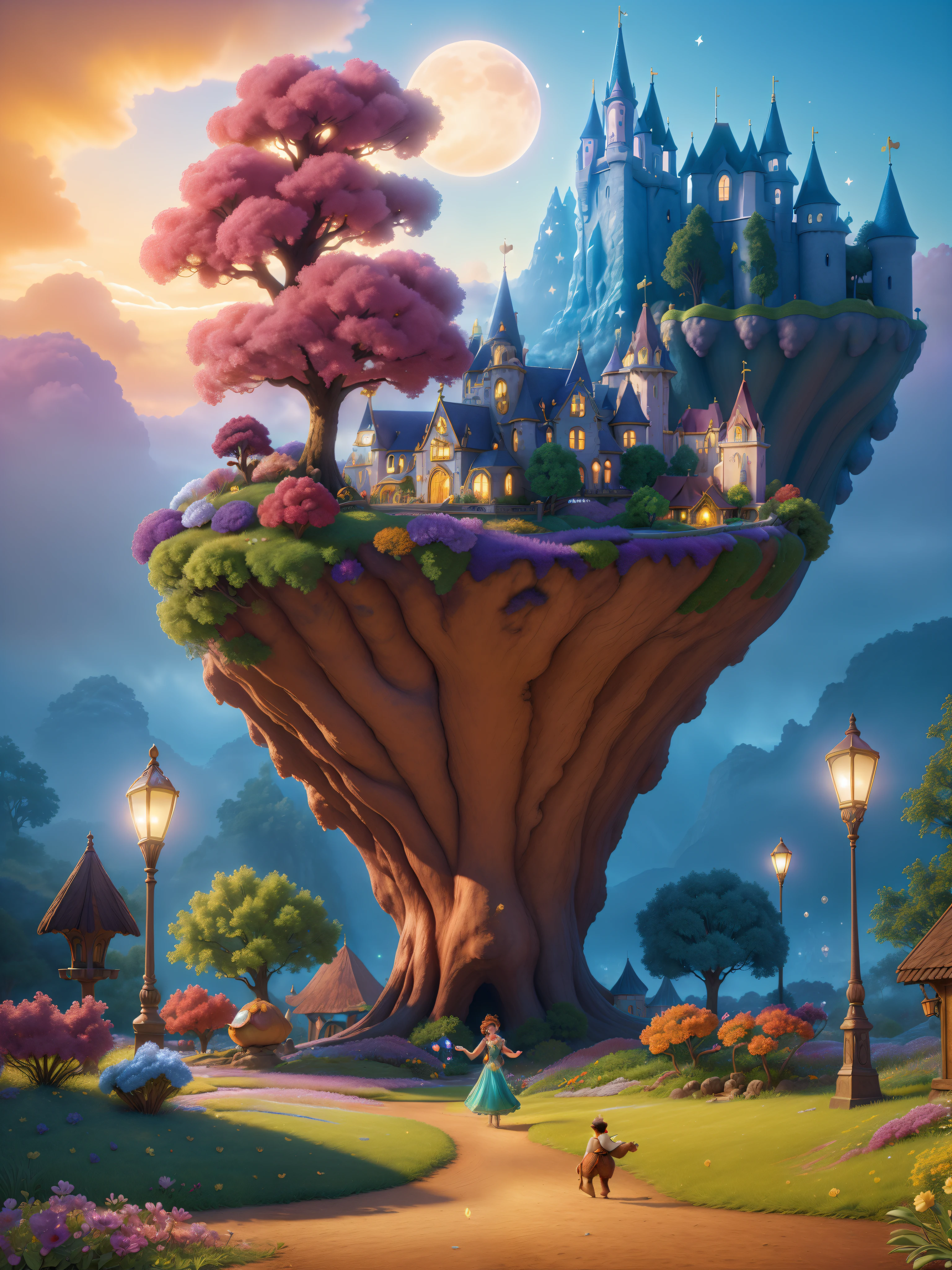ultra-detailed, highres, HDR, masterpiece:1.2, realistic, vibrant colors, Disney Pixar style, lifelike rendering, beautiful princess, magical ambiance, enchanting atmosphere, whimsical setting, dreamlike landscape, fairy tale-inspired, sparkling lights, fluid brushstrokes, intricate details, imaginative storytelling, visually stunning, captivating composition, ethereal beauty, fantasy realm, charming characters, dynamic poses, lively expressions, playful interaction, magical creatures, vibrant costumes, joyful atmosphere, colorful palette, dreamy clouds, glowing sun, whimsical flowers, sparkling water, misty forest, mystical castle, cinematic quality, professional illustration, intricate textures, full of emotion, magical moments