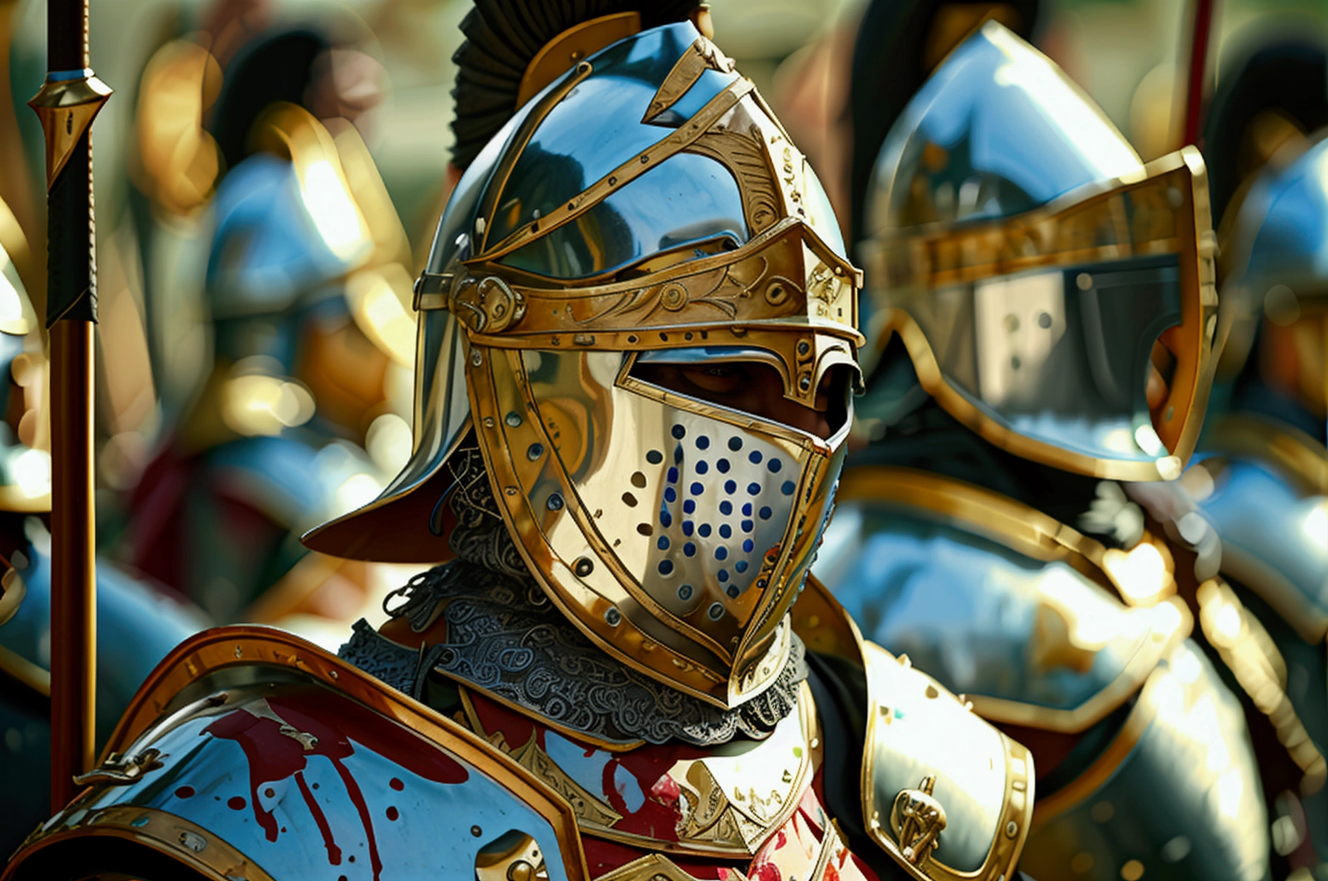 medieval battle. warriors fighting, armor, blood, fights for the throne,
