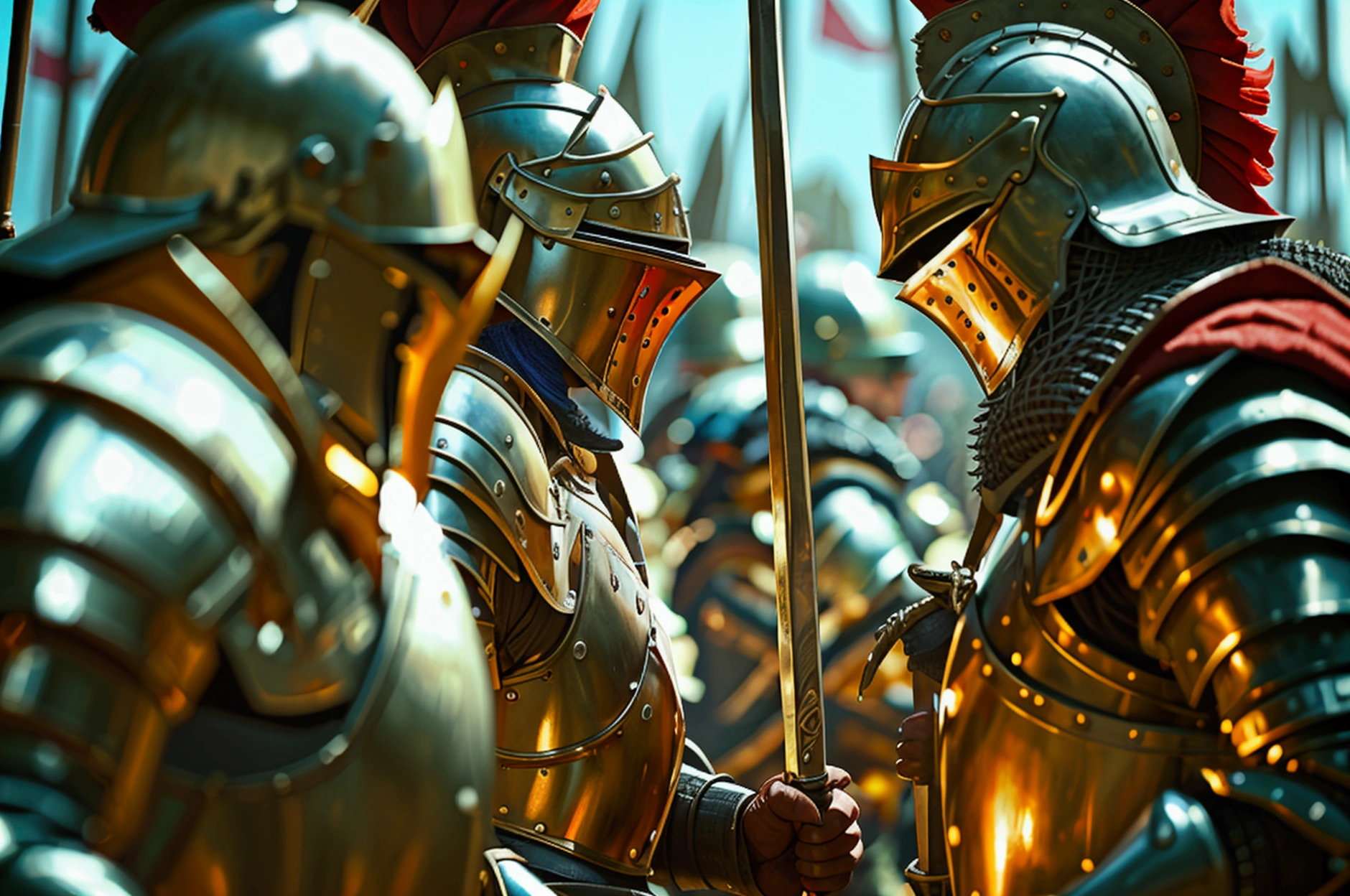medieval battle. warriors fighting, armor, blood, fights for the throne,