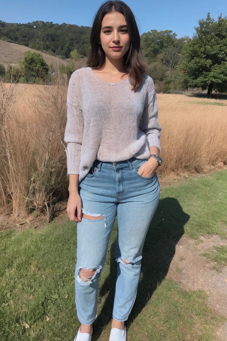 photo of Beautiful girl standing with beautiful vally in background