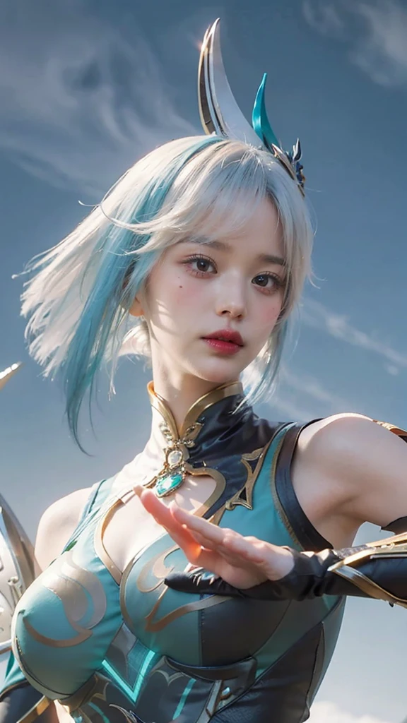 a close up of a girl or woman (K-Pop idol), detailed hair , big booobs ,  shadowbringers cinematic, 4 k detail fantasy, a beautiful fantasy empress, game cg, xianxia fantasy, xianxia hero, 2. 5 d cgi anime fantasy artwork, cinematic goddess close shot, ruan jia and artgerm, wow 4 k detail fantasy, hyper-detailed fantasy character, high definition, hyper- detailed,perfect, fantastic, detailed facial and body skin texture, detail vagina (pussy), detail eyes, detailed everything.