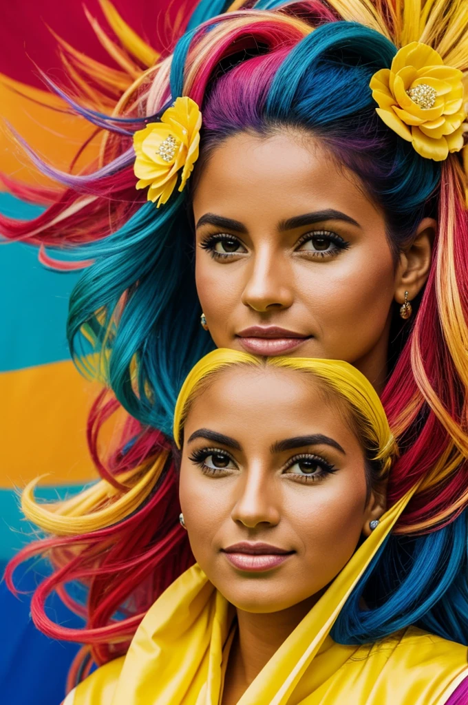 Create Queen Celestina recognized for her beauty and her passion for bright, vivid colors., creating a distinctive color for the Uruguayan soccer team 