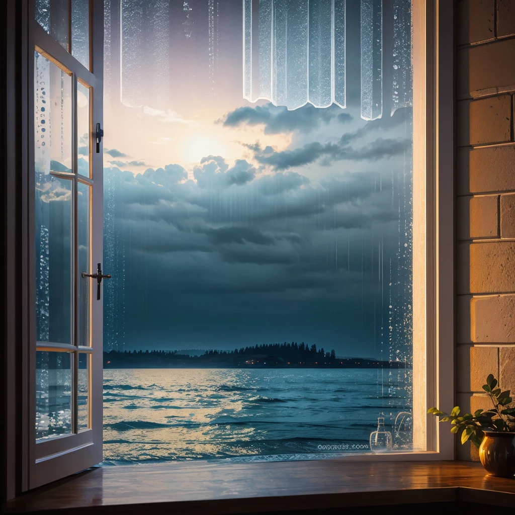 night　rain　window