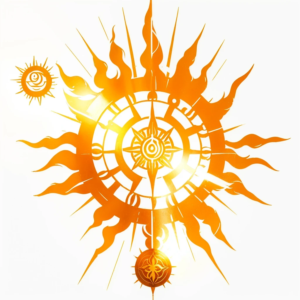 Sun symbol, sun tattoo, spirit of light mark.