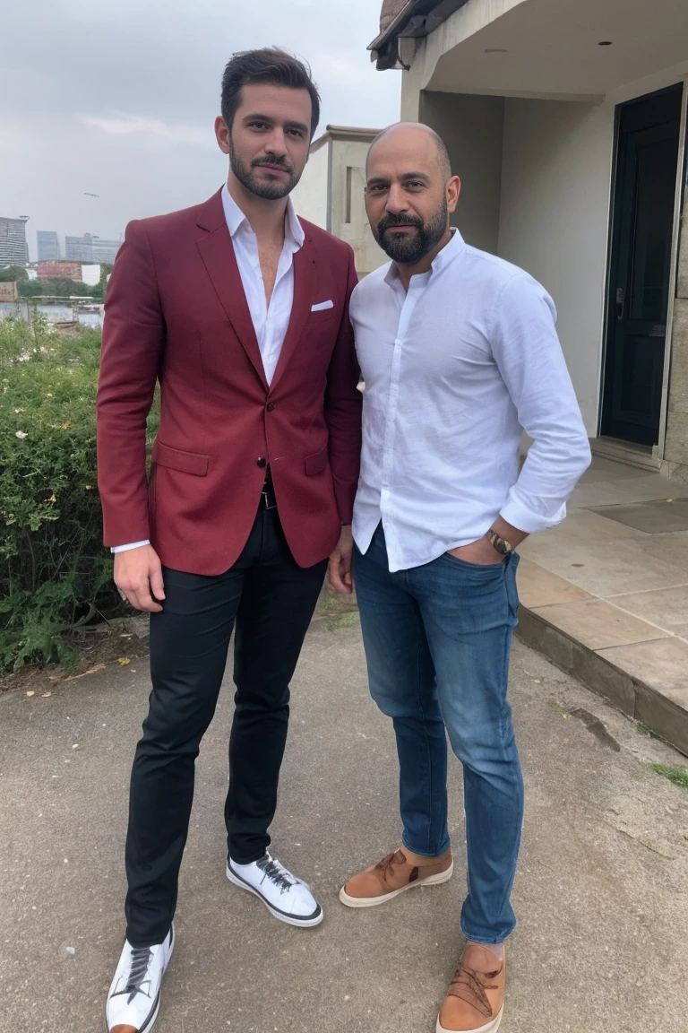 photo of Handsome Men standing with Fully vally in background