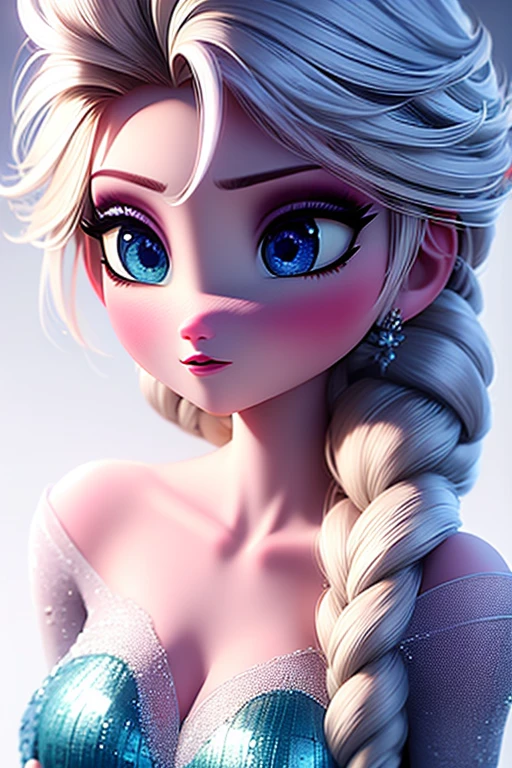 Elsa, frozen, cabelos compridos, cabelos brancos, olhos azuis, olhos azuis claros, vestido azul, cenário de neve, sem dedos extras, arte de corpo interio, UHD, retina, masterpiece, accurate, anatomically correct, textured skin, super detail, high details, high quality, award winning, best quality, 1080P