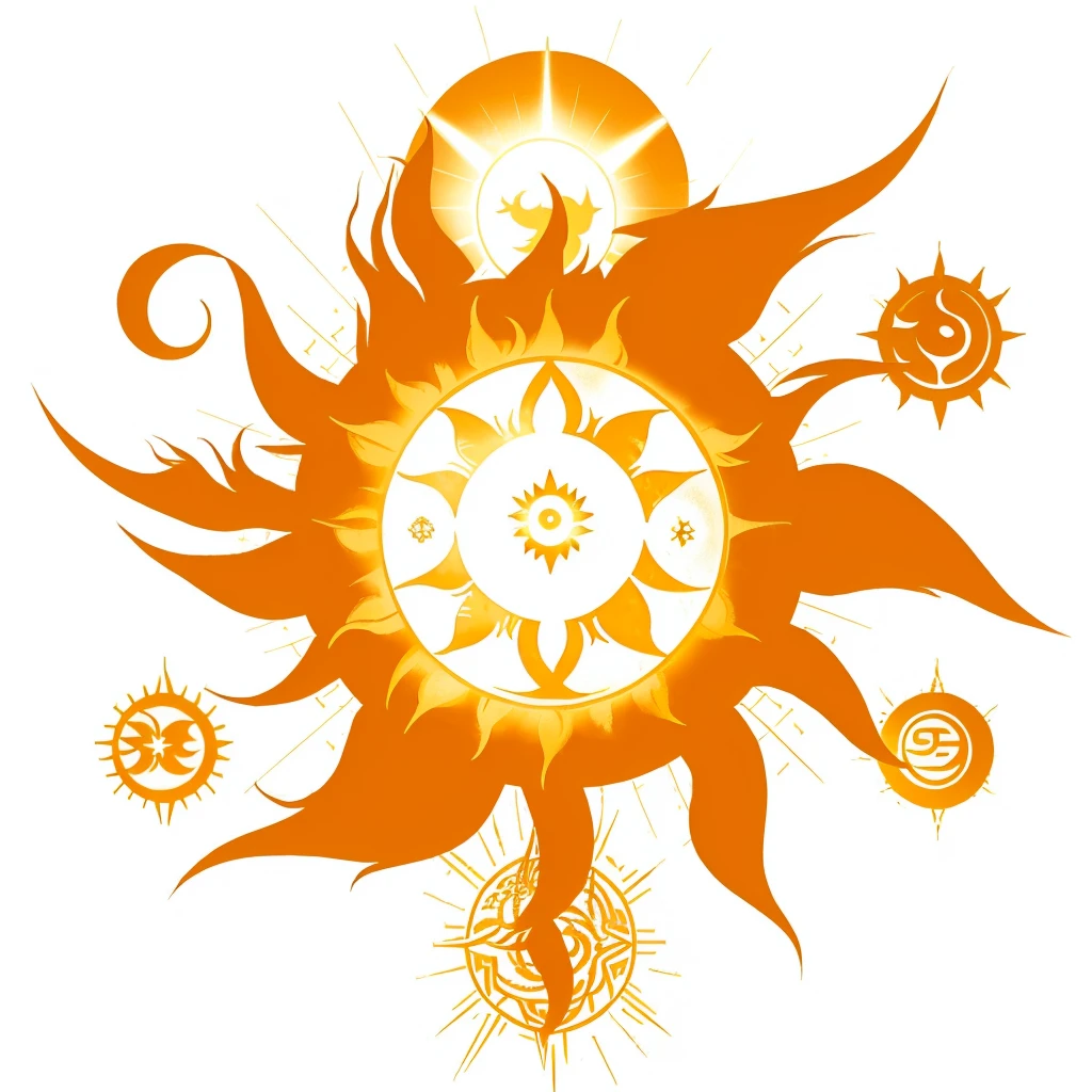 Sun symbol, sun tattoo, spirit of light mark.