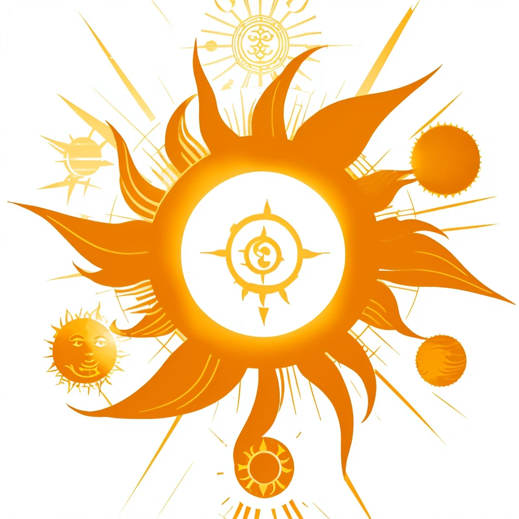 Sun symbol, sun tattoo, spirit of light mark.