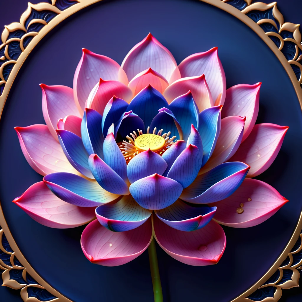 (lotus flower), icon, logo, simple background, extreme quality, Artwork, 8K, depth of field, Intricate details, indigo, (no humans), lilac and PINK baby blue lotus
Focus in pink color in flower