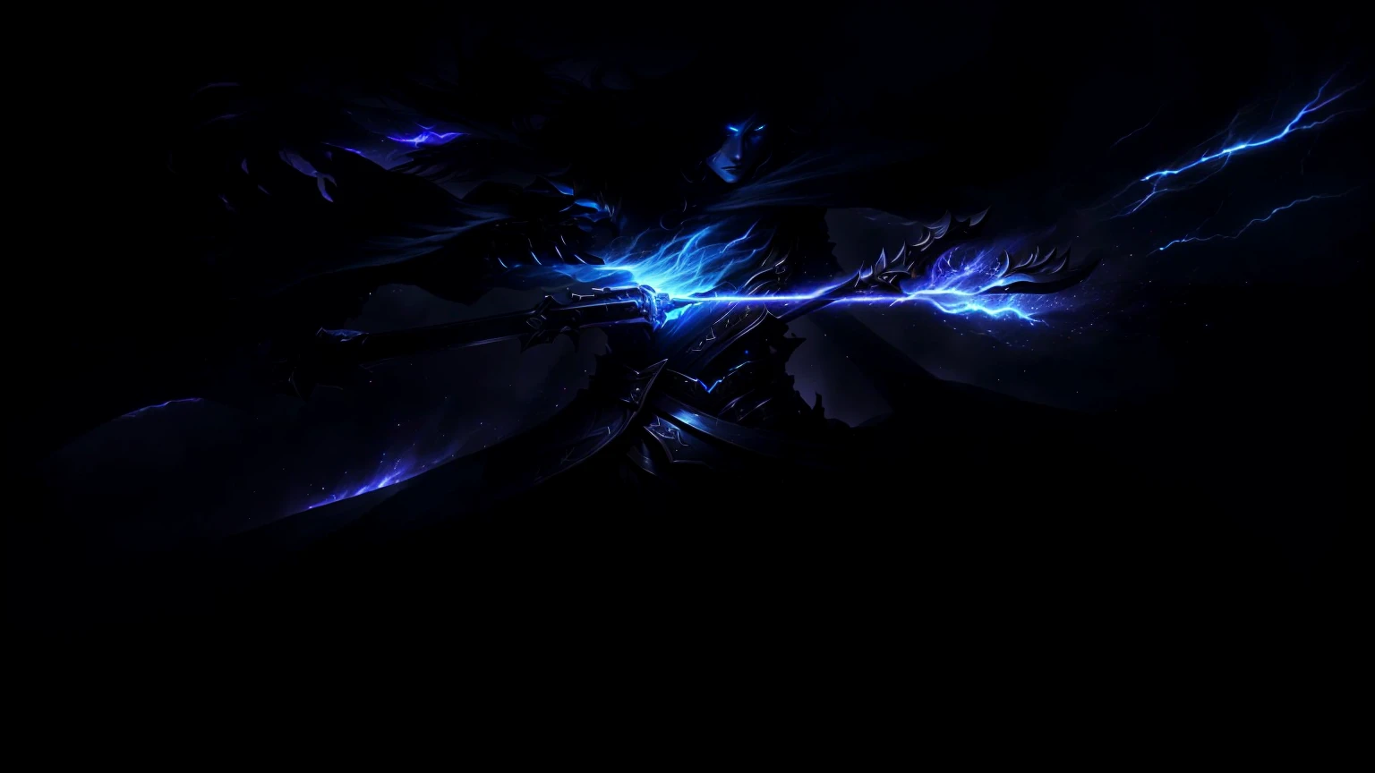 Close up portrait of a person with a sword in a dark room, 8k hd wallpaper jpeg artifacts, 8k hd wallpaper jpeg artifacts, Dramatic volumetric lightning, 4k wallpapers, 4k wallpaper, 暗Dark Background, Dark Background, Epic fantasy digital art style, 4K Detailed Digital Art, nocturne from league of legends