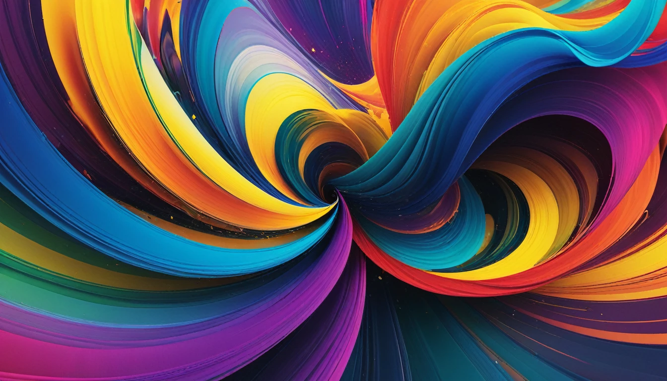 illustration of colors colliding with each other, forming an abstract image, consisting of colors #FFF455 #FFC700 #EE4E4E