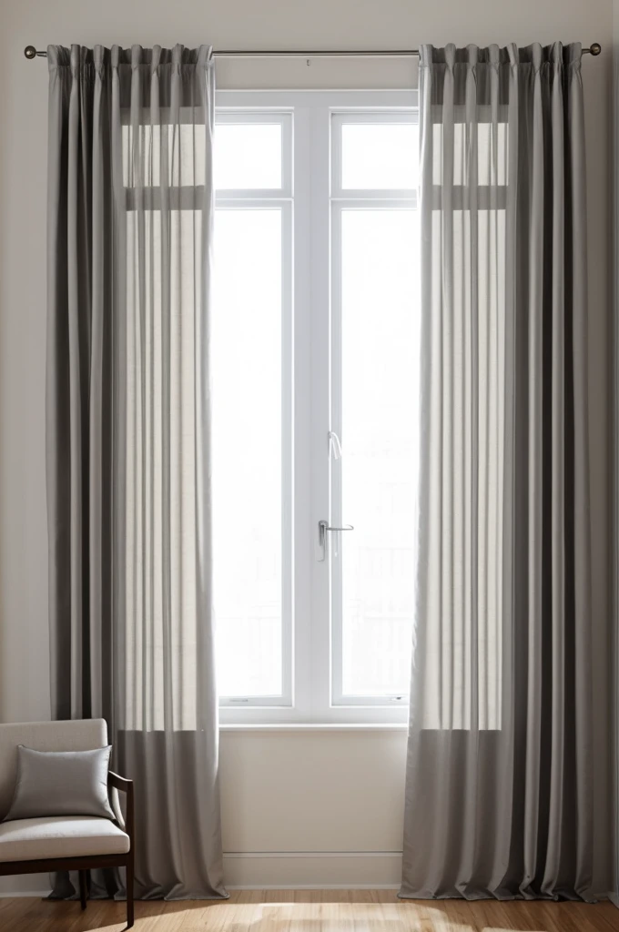 A gray room with curtains