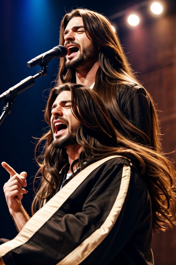 Men with long hair singing