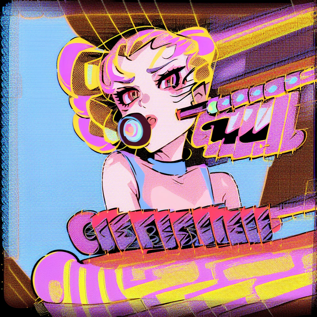 (masterpiece), Highest quality, One girl, Part your lips, Upper Body, bangs, Pastel background, Bodysuits,((Lichtenstein-style drawing,popart))