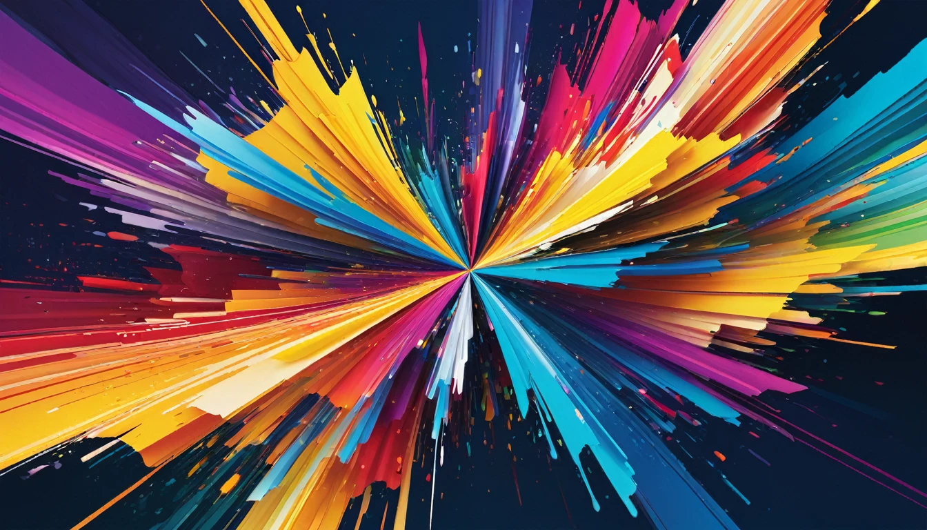 illustration of colors colliding with each other, forming an abstract image, consisting of colors #FFF455 #FFC700 #EE4E4E