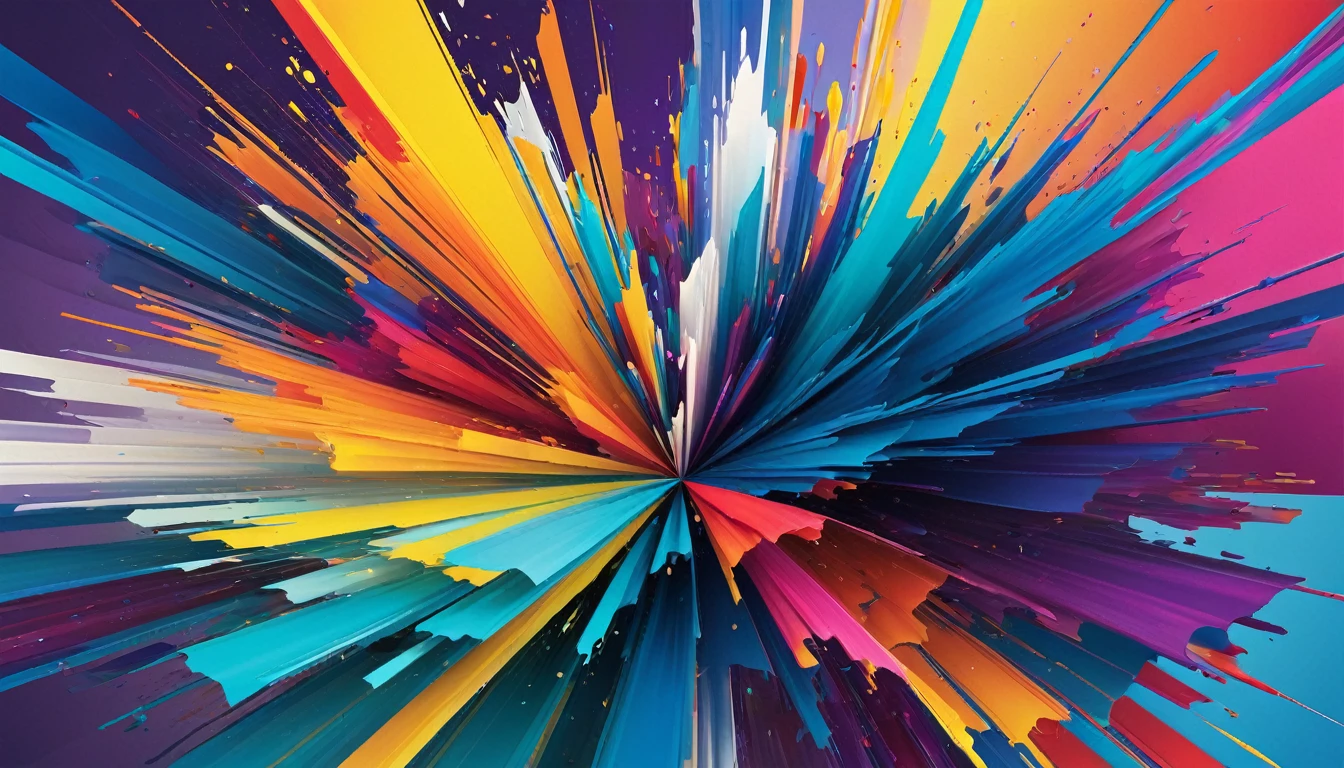 illustration of colors colliding with each other, forming an abstract image, consisting of colors #FFF455 #FFC700 #EE4E4E