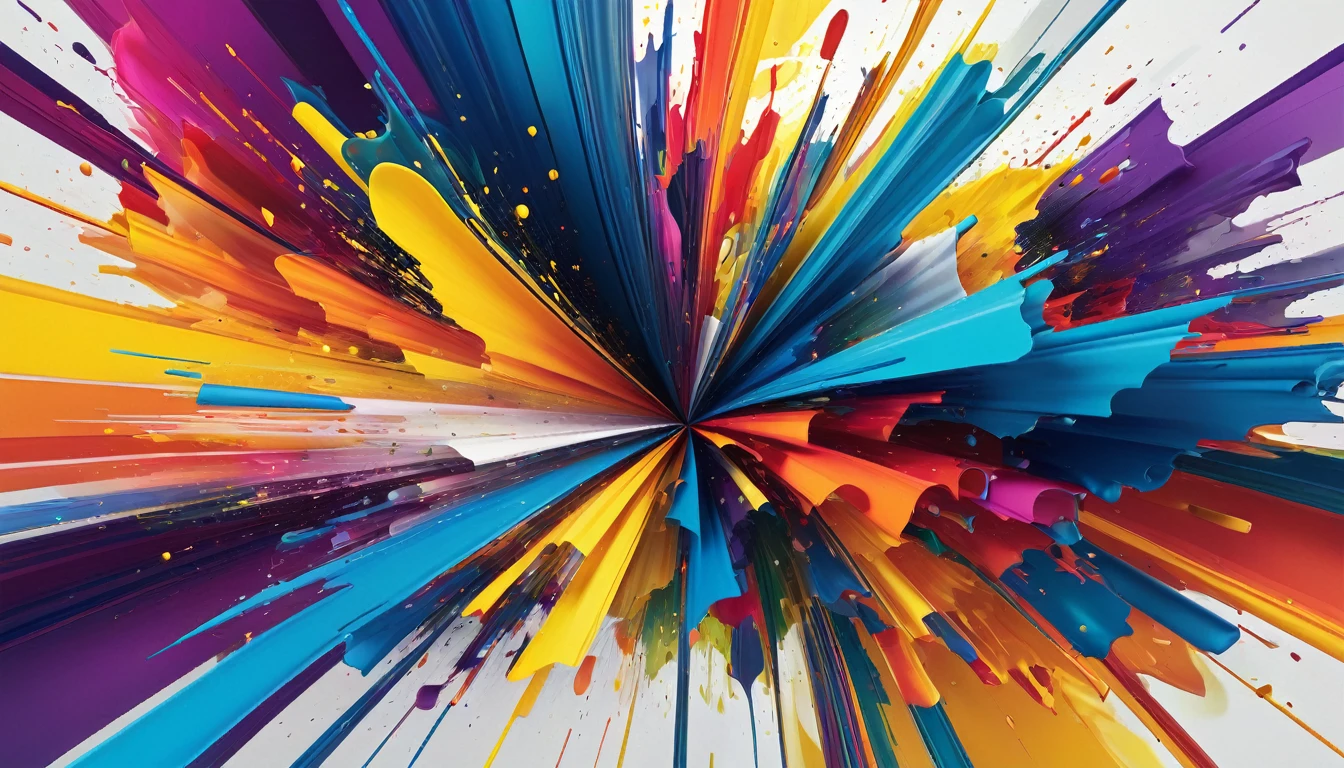 illustration of colors colliding with each other, forming an abstract image, consisting of colors #FFF455 #FFC700 #EE4E4E