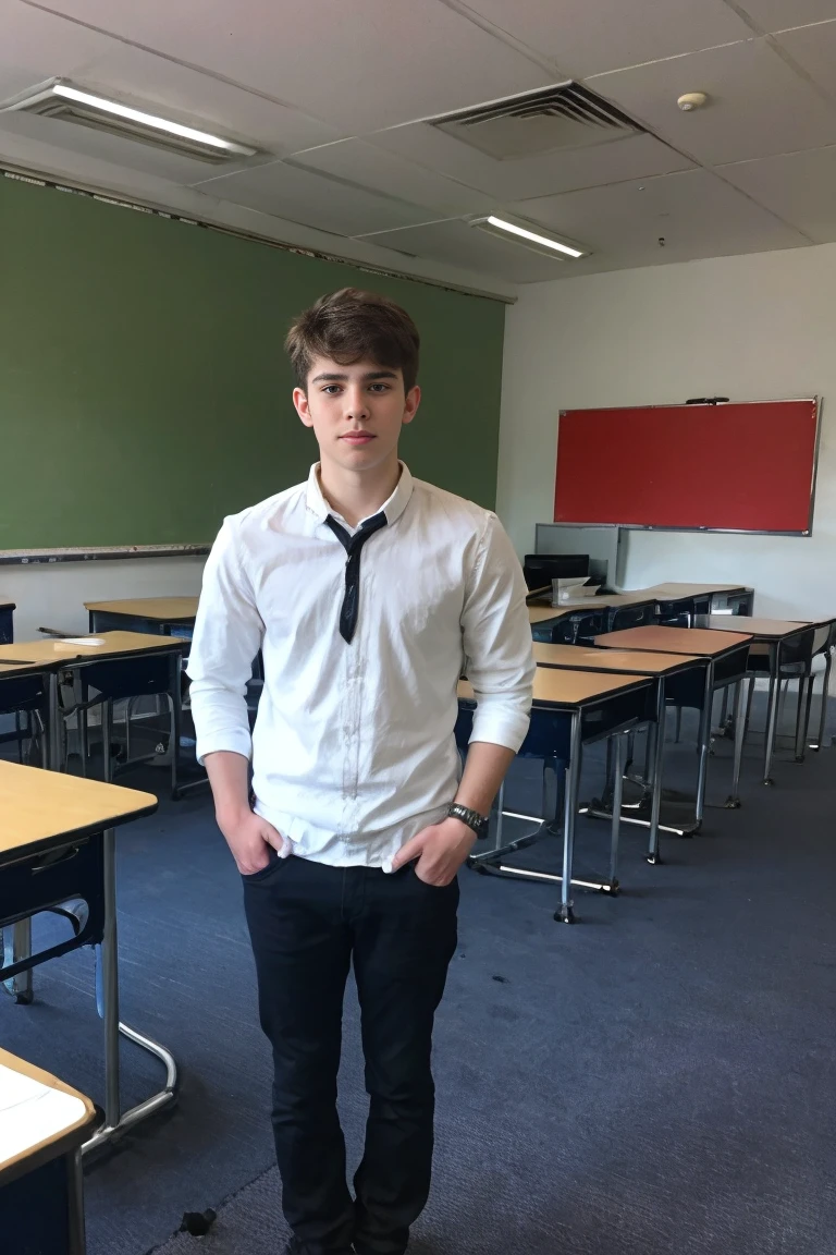 photo of Solo Handsome Teenage Men standing in the front of classroom