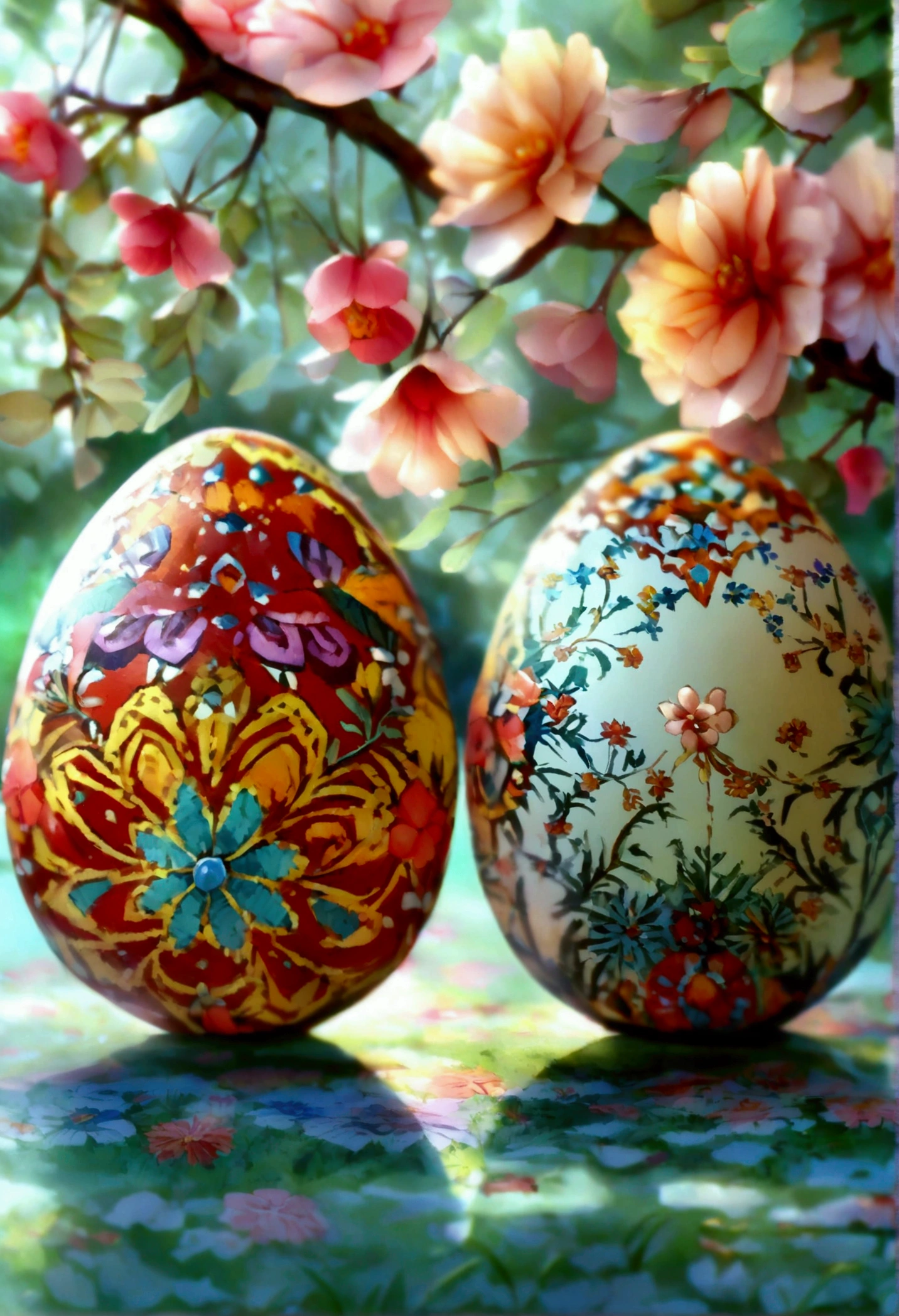 Ethnic floral art on eggs