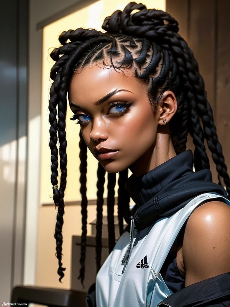 Photorealistic and highly detailed 35mm 8k image professional photo of a young woman BRUNETTE WITH ANAGÔ BRAIDS IN HAIR LONG BRAIDS gold in extremely detailed award-winning photo, Fantasy 8K Cinematic Portrait Photorealistic Portrait 4K Very Attractive Beautiful High Detail Award-Winning Look Fantastic Hyper Realistic Ultra Detailed High Definition Sharp Quality HDR Color Very Beautiful Cinematic Post-processing Focused Ultra Realistic --auto