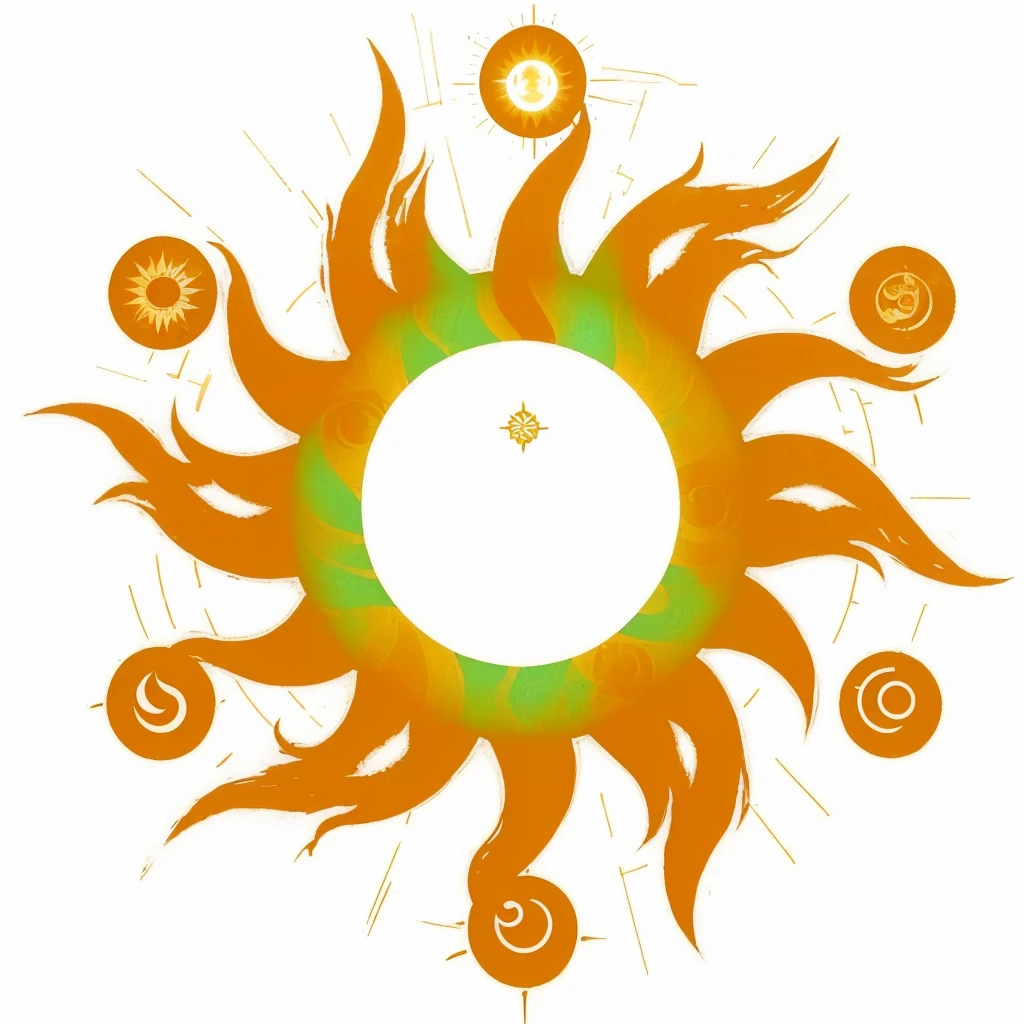 Sun symbol, sun tattoo, spirit of light mark.