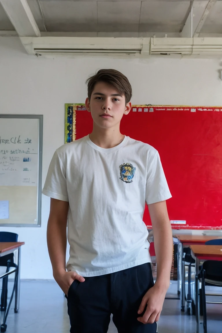 photo of Solo Handsome Teenage Men standing in the front of classroom