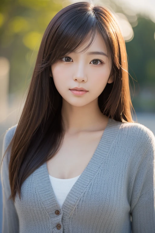 (Highly realistic photos, High resolution), Skinny Japanese woman, 30 years old, Cute face, Detailed face, Fine grain, Mr.々Hair style, Thin body type, correct body anatomy, ((Look straight ahead)), Facing the camera directly, A single photo, Photographs capturing the perfect moment of beauty and intelligence, ((With a simple background))