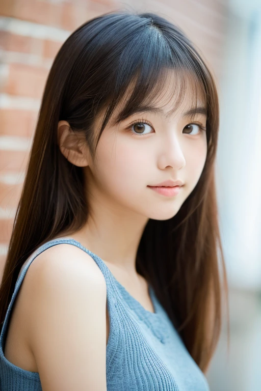 (Highly realistic photos, High resolution), Skinny Japanese woman, , Cute face, Detailed face, Fine grain, Mr.々Hair style, Thin body type, correct body anatomy, ((Look straight ahead)), Facing the camera directly, A single photo, Photographs capturing the perfect moment of beauty and intelligence, ((With a simple background))