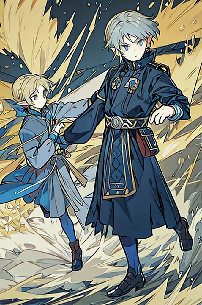 They are -yeld botwin blondes with grey eyes. One has an energetic and curious expression, dressed in rugged survival attire. Another one appears more serious and focused, also dressed in practical survival gear with a pragmatic touch. it has to be full body