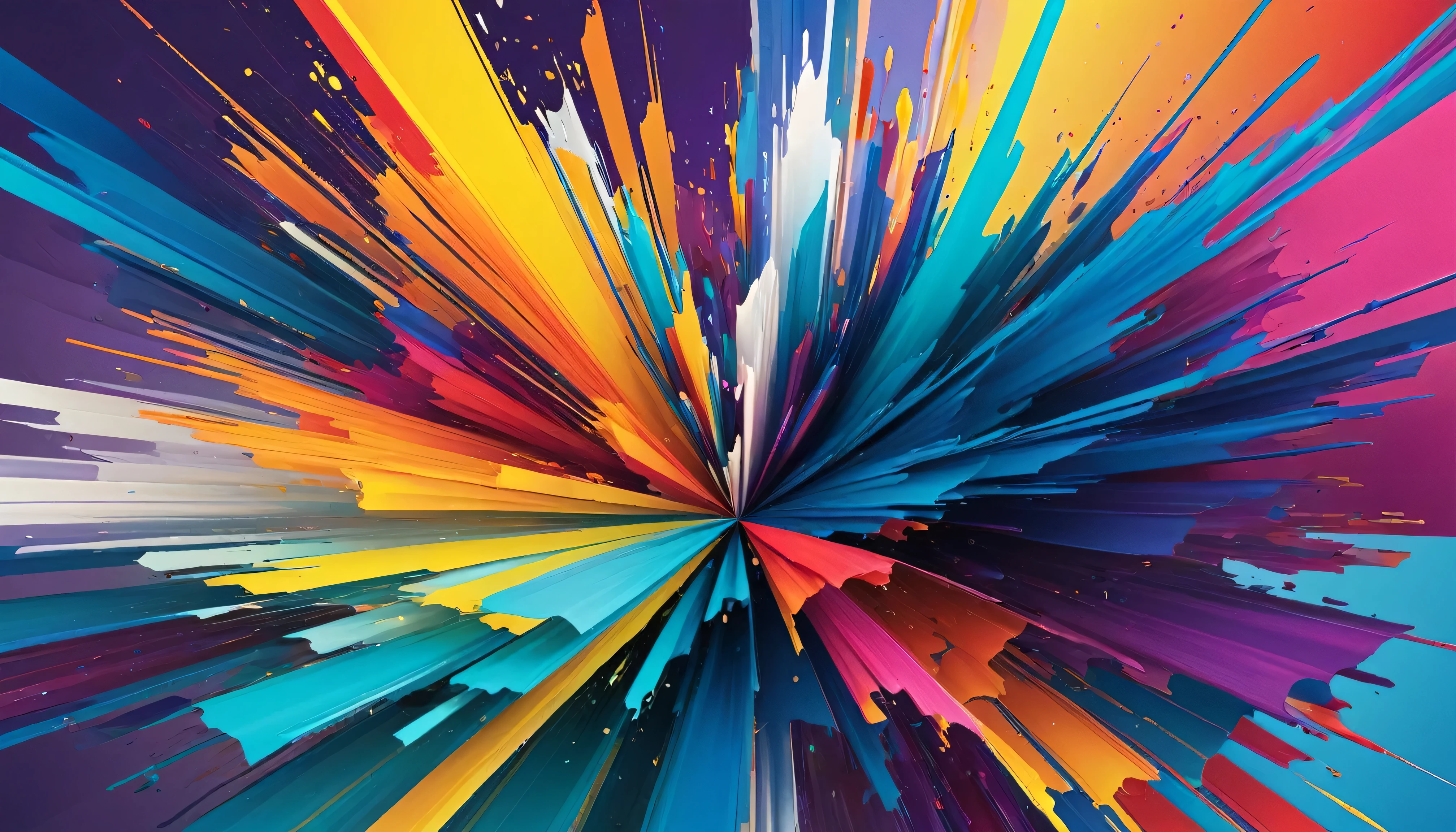 illustration of colors colliding with each other, forming an abstract image, consisting of colors #FFF455 #FFC700 #EE4E4E